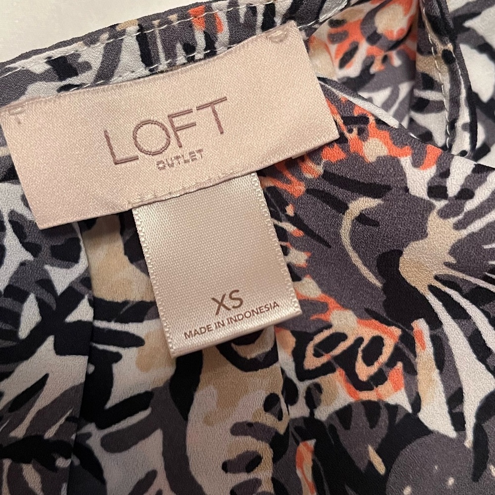 Loft/women’s blouse, size XS, black, gray, orange and beige colors - Picture 2 of 5